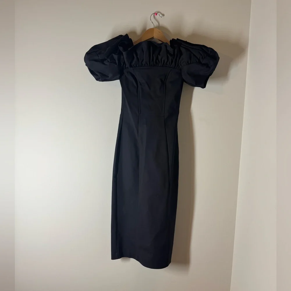 & Other Stories Black Ruffle Off the Shoulder Women’s Midi Dress Sz. 4 - Picture 4 of 8